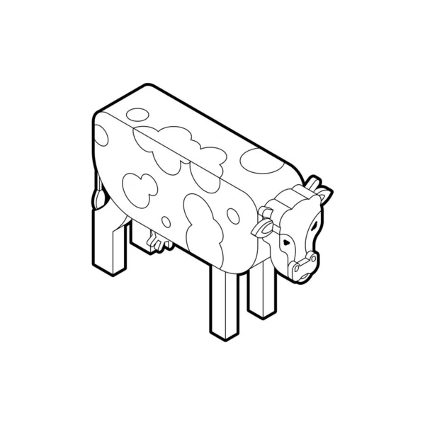 Ізометричний Стиль Корови Ізольований Векторні Ілюстрації — стоковий вектор