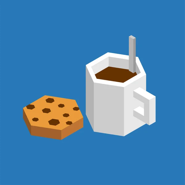 咖啡和曲奇饼杯等量式 — 图库矢量图片