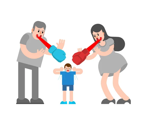 Eltern Schimpfen Auf Kind Die Zunge Ist Wie Ein Boxhandschuh — Stockvektor