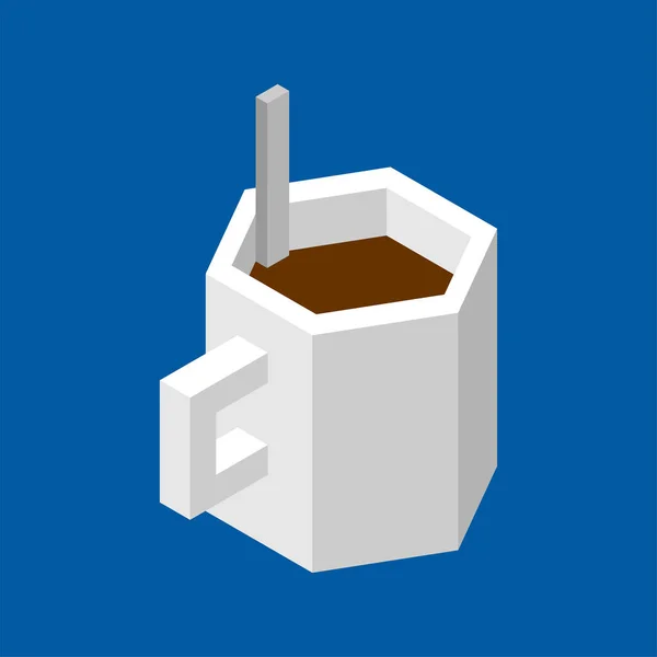 Kopje Koffie Isometrische Stijl Vectorillustratie — Stockvector