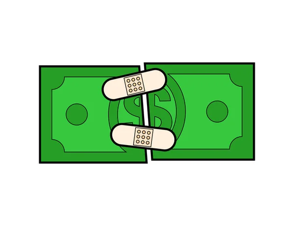 Долар Бандажною Платою Відкинуті Гроші Концепція Лікування Грошей — стоковий вектор