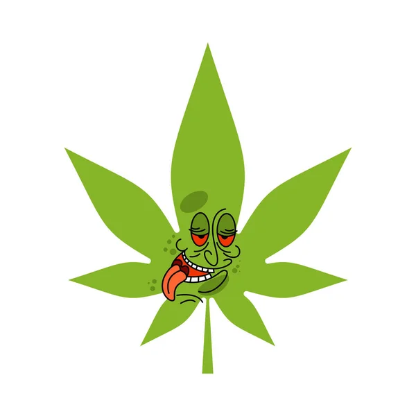 Caricatura Hoja Marihuana Aislada Hoja Cannabis — Archivo Imágenes Vectoriales