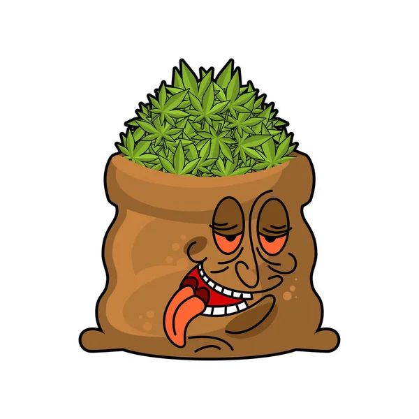 Saco Desenhos Animados Marijuana Isolado Folha Cannabis — Vetor de Stock