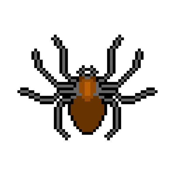 Arte Píxeles Araña Bit Insecto Peligroso Venenoso Pixelado — Archivo Imágenes Vectoriales