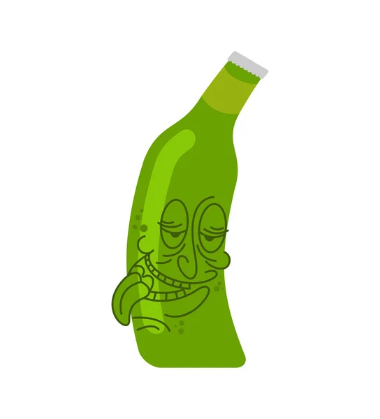Dronken Bierflesje Cartoon Geïsoleerd Alcoholische Illustratie — Stockvector