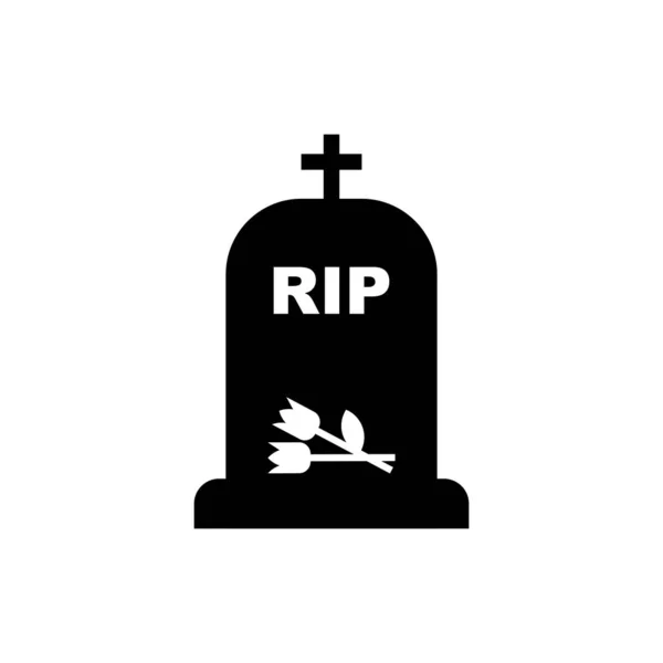 花のサインで墓 葬儀のシンボル 悲しみや苦しみという概念は — ストックベクタ