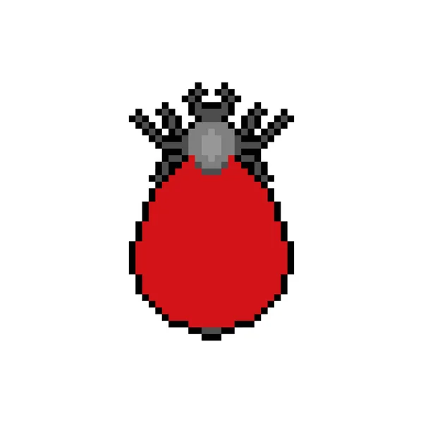 Мистецтво Пікселів Кліщів Біт Енцефалічний Червоний Кліщ Піксель — стоковий вектор