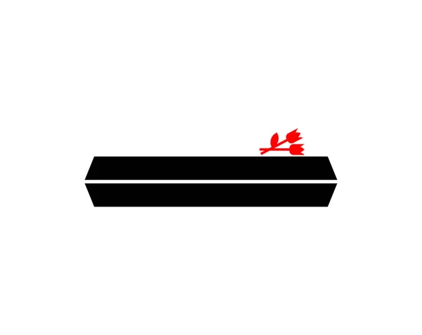 棺と花の記号 葬儀と故人 悲しみと苦しみの概念 — ストックベクタ
