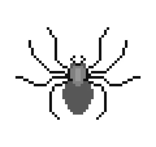 蜘蛛像素艺术 8比特有毒危险昆虫像素化 — 图库矢量图片