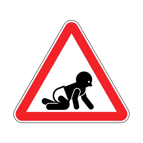 赤ちゃんのサインだ 幼児のシンボルに注意 赤い道路標識 — ストックベクタ