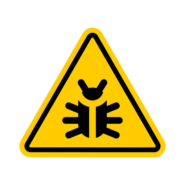 Attentie Kever Teken Voorzichtigheid Bug Symbool Gele Verkeersborden — Stockvector