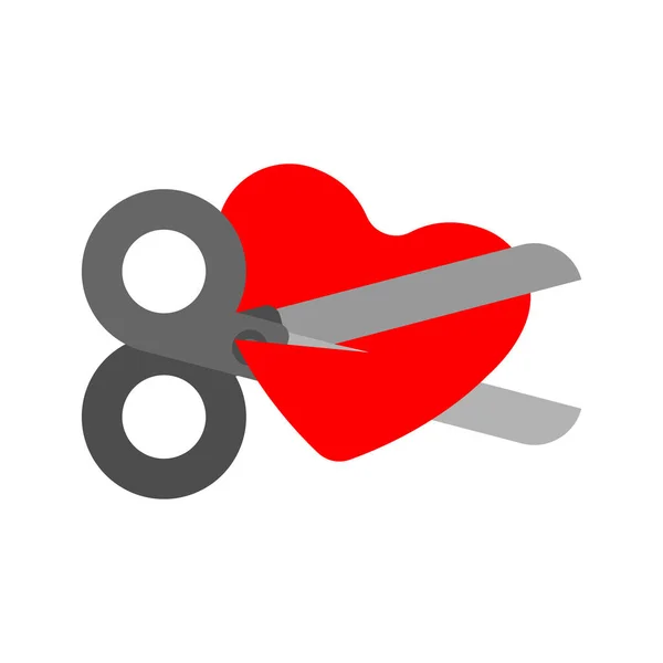 Nożyczki Przecinają Miłość Koncepcja Zniszczenia Miłości Zakończona Miłość — Wektor stockowy