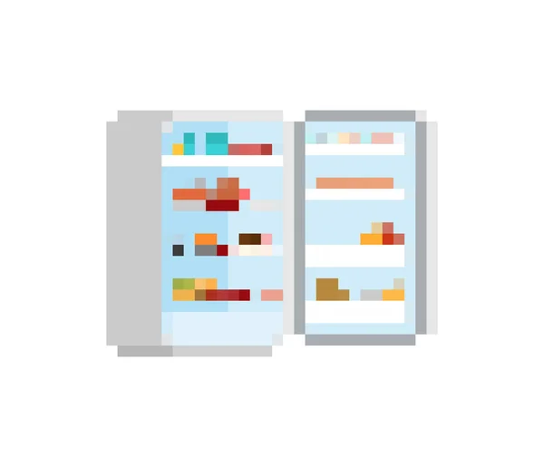 Otevřít Obraz Chladničky Pixelová Chladnička Vektorová Ilustrace — Stockový vektor