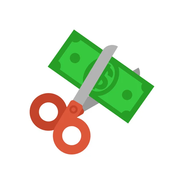 Stock vector Scissors cut money. Money destruction concept