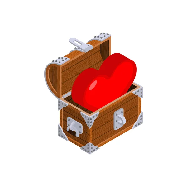 心脏在木箱里 概念隐藏的爱 — 图库矢量图片