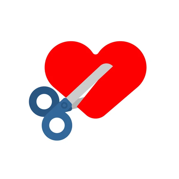 Nożyczki Przecinają Miłość Koncepcja Zniszczenia Miłości — Wektor stockowy