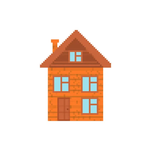 Dům Pixel Umění Izolované Bitové House Vector Ilustrace — Stockový vektor