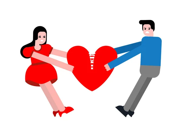 Paio Cuori Spezzati Fine Della Relazione Amorosa Concetto Divorzio Familiare — Vettoriale Stock
