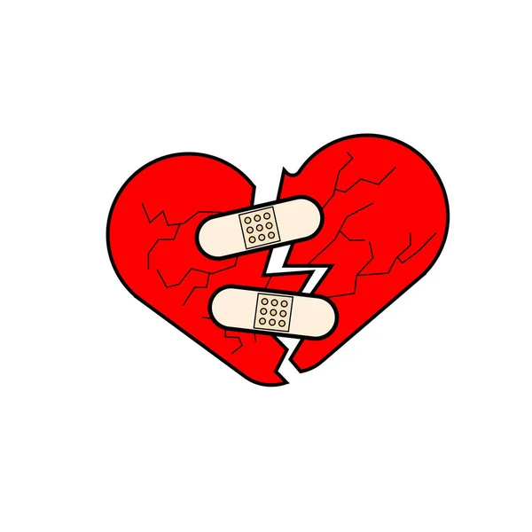 Καρδιά Γύψο Σφραγίστε Ραγισμένη Καρδιά — Διανυσματικό Αρχείο