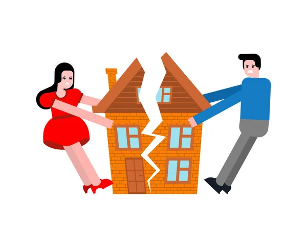 Paio Case Condivise Dopo Divorzio Uomo Donna Stanno Tirando Casa — Vettoriale Stock