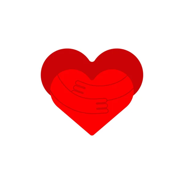 拥抱的心脏 友谊和爱情的概念 — 图库矢量图片