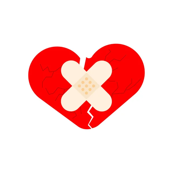 Καρδιά Γύψο Σφραγίστε Ραγισμένη Καρδιά — Διανυσματικό Αρχείο