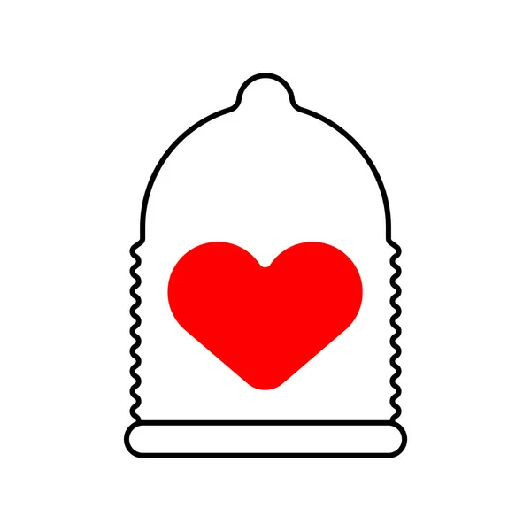 Καρδιά Στο Προφυλακτικό Έννοια Προστασίας Της Αγάπης — Διανυσματικό Αρχείο