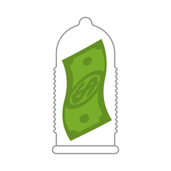 避孕套里的钱美元保护概念 — 图库矢量图片