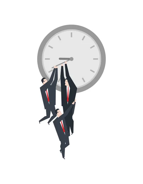 截止日期的经理们紧紧抓住时钟 停工时间的概念来解决工作任务 项目时间的短缺 停止时间 — 图库矢量图片