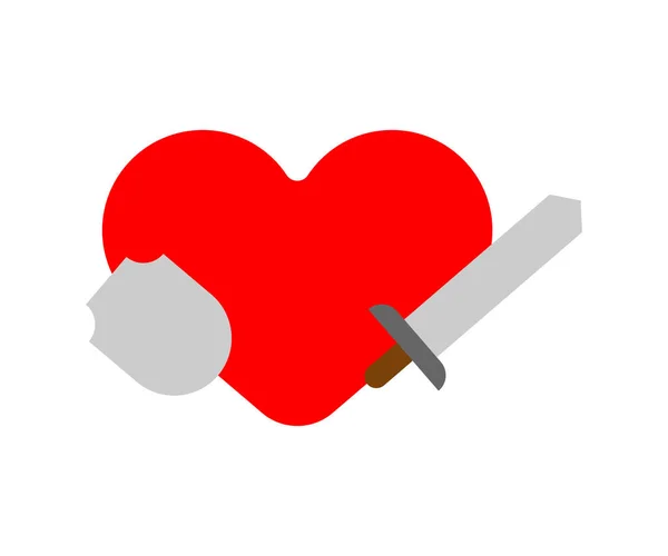 Corazón Con Escudo Espada Corazón Con Protección — Vector de stock