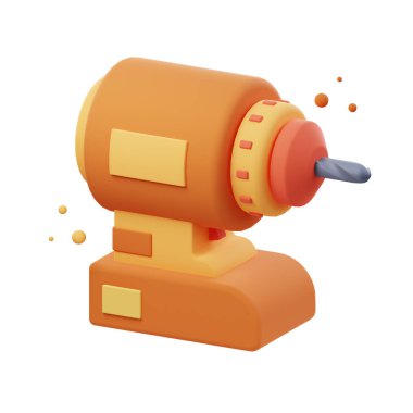 Gerçekçi 3D Elektriksel Matkap Tasarımının 3D Elektriksel Matkap Çizimi. İnşaat, ev geliştirme ve DIY projeleri için mükemmel..