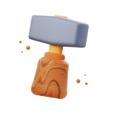 Hammer Aracı ikon tasarımlarının 3B Illustration yorumlayıcısı. İnşaat, DIY, marangozluk ve tasarımlarınızı geliştirmek için ev temalı projeler için mükemmel..