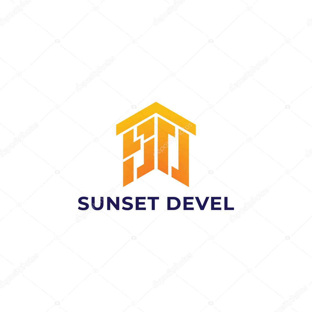Abstract initial letter SD or DS logo in orange color isolated in white background applied for home construction logo also suitable for the brands or companies have initial name DS or SD.