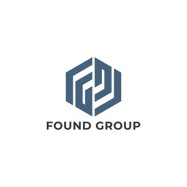 Vergi danışmanlığı ve şirket logosu için uygulanan beyaz arka planda izole edilmiş mavi renkli FG ya da GF logosu, markalar ya da şirketler için de uygundur..