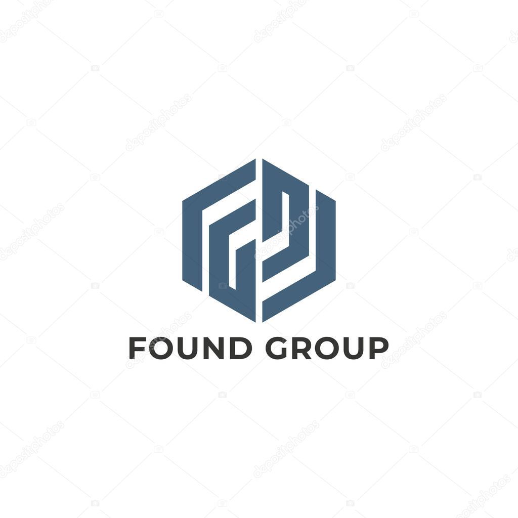 Abstract initial letter FG or GF logo in blue color isolated in white background applied for tax consulting and compliance firm logo also suitable for the brands or companies have initial name GF or FG.