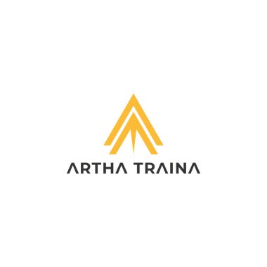 Abstract initial letter AT or TA logo in yellow color isolated in white background applied for executive coaching practice logo also suitable for the brands or companies have initial name TA or AT.