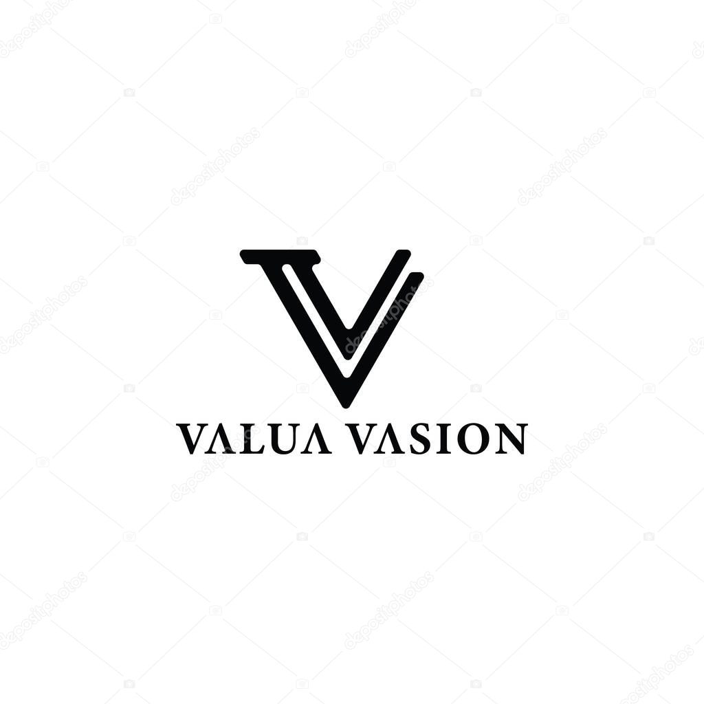 Abstract initial letter V or VV logo in black color isolated in white background applied for luxury women's fashion logo also suitable for the brands or companies have initial name VV or V.