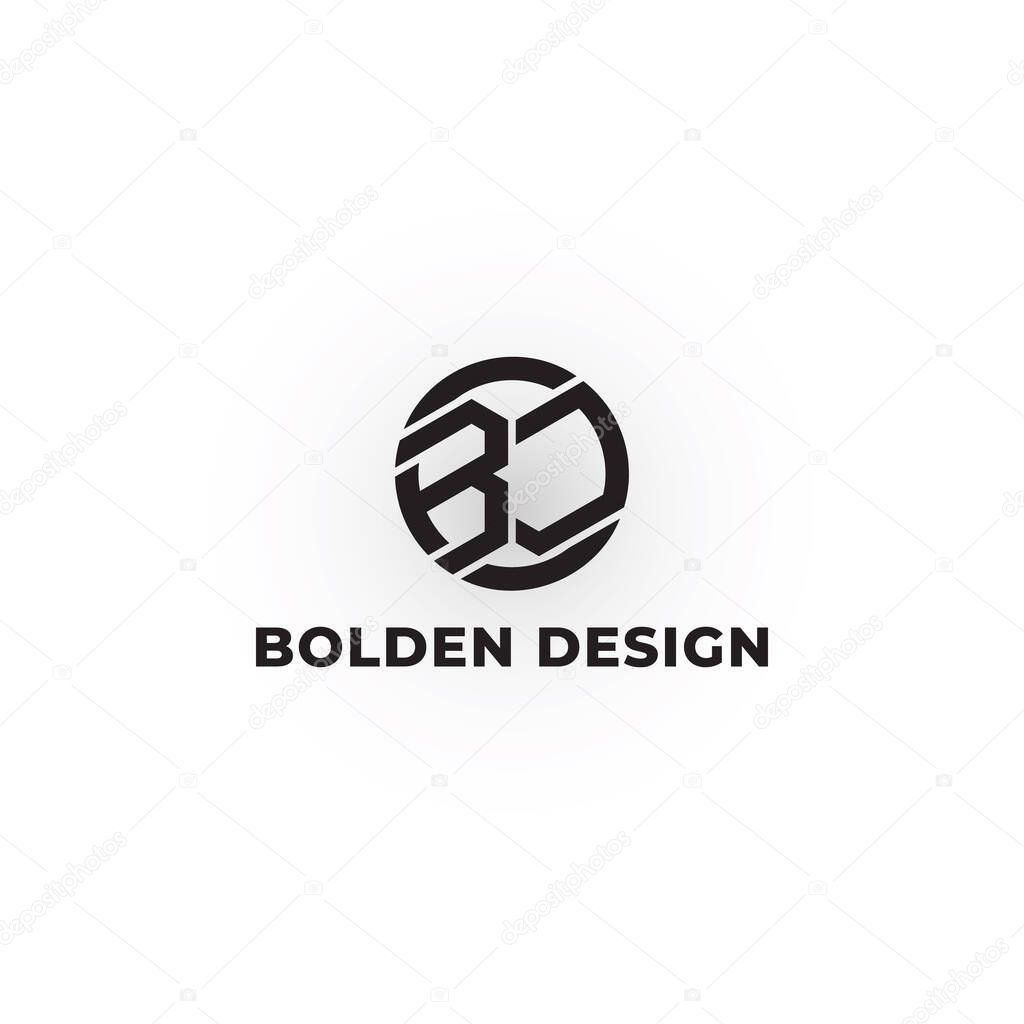 Abstract initial letter BD or DB logo in black color isolated in white background. BD creative letter logo vector. Black circle letter BD for interior design service logo design inspiration template.