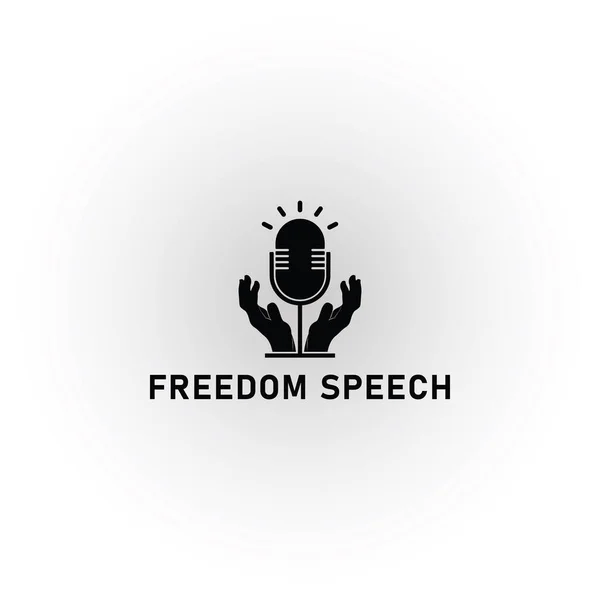 Mikrofonlogo Mit Geballter Faust Dargestellt Als Logo Der Meinungsfreiheit Podcast — Stockvektor