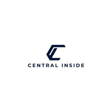 Soyut Harf CI veya IC monogram logo tasarım vektörü koyu mavi renkte beyaz arkaplanda izole edilmiş. Gayri menkul şirketi logosu için kullanılan soyut altıgen harfli CI logosu ilham şablonu