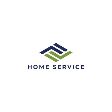 Soyut ilk harf FJ veya JF logo tasarım vektör grafik fikri yeşil mavi renkli beyaz arkaplanda izole edilmiş. Ev servis logosu tasarımı için kullanılan soyut harf FJ logosu