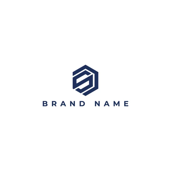 Abstract Letra Inicial Logo Blue Geometric Hexagon Shape Isolado Fundo — Vetor de Stock