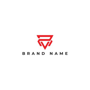 Soyut ilk harf PV veya VP logo tasarım vektör grafik fikri kırmızı renkli yaratıcı inşaat şirketi logo tasarım şablonu için uygulanan beyaz arkaplan üzerinde izole