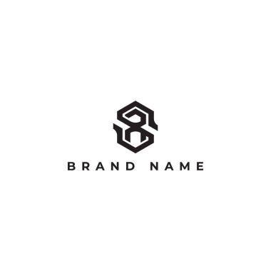 Soyut ilk altıgen harf SR veya RS Logo tasarım Vektör illüstrasyonunu beyaz arkaplanda izole edilmiş siyah renklerle. Soyut harf SR logosu kadınların moda logosu için kullanıldı.