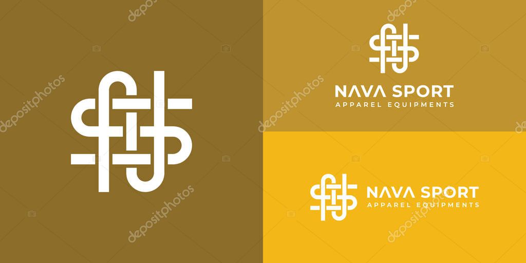 Abstract initial letter NS or SN logo in white color isolated in yellow background. Simple Initial Letter N and S Logo. Yellow Geometric Shape isolated on a white Background. Usable for Business logo