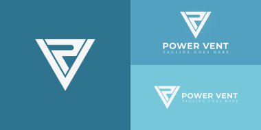 Girişim sermayesi logosu için uygulanan mavi arkaplanlarda izole edilmiş beyaz renkli PV veya VP logosu aynı zamanda markalar veya şirketler için uygun ilk adı VP veya PV 'dir..