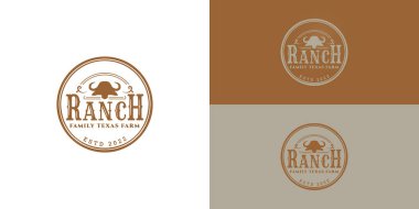 Soyut sığır çiftliği logo tasarımı. Altından yapılmış. Çoklu beyaz ve altın arkaplan renkleriyle sunulmuş. Logo sığır çiftliği işletme logosu tasarımı için uygun.