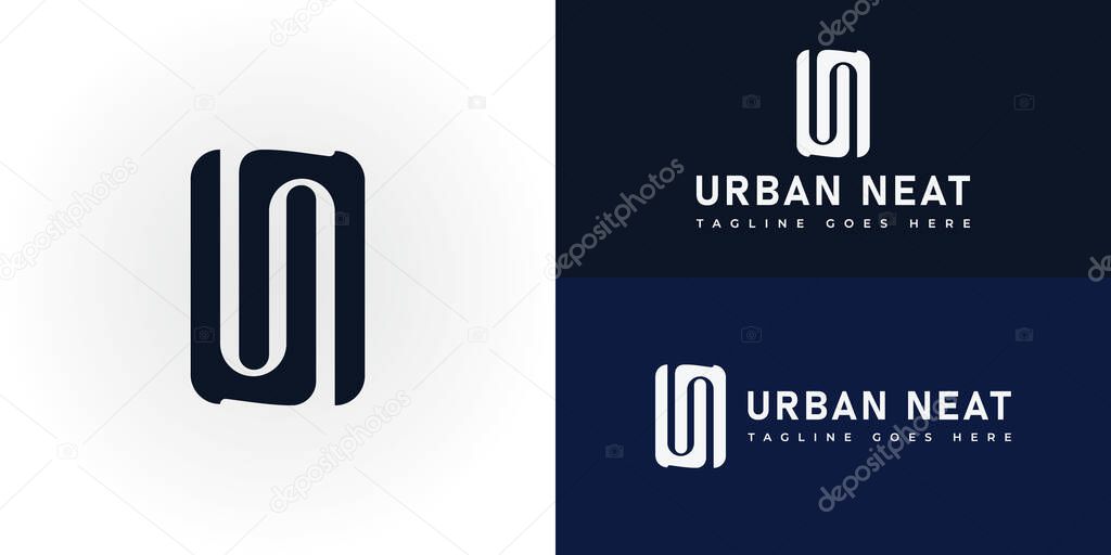 Abstract Initial Letter UN or NU Logo in deep blue color isolated in white background applied for company logo design inspiration also suitable for the brand or company that has the same initial name