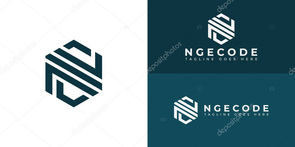 Abstract initial letter NC or CN logo in deep blue color isolated in multiple backgrounds applied for internet and technology logo also suitable for the brands or companies have initial name NC or CN.
