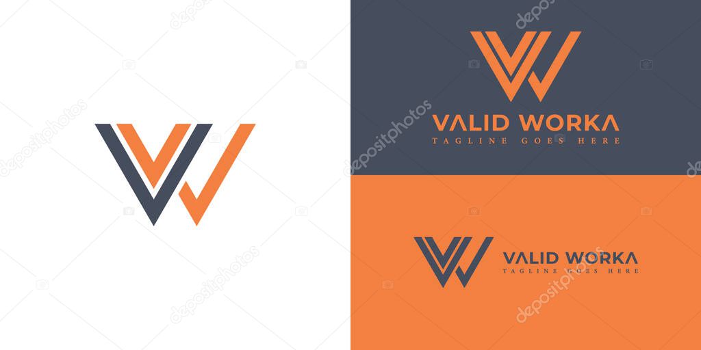 Abstract Geometric Triangle Letter W or VW Logo in Orange and Gray color isolated on multiple background colors. The logo is usable for Business and Branding Company Logo design inspiration template